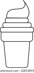 ice cream cone simple cube style illustration line art can add color