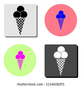 Ice cream cone. simple flat vector icon illustration on four different color backgrounds