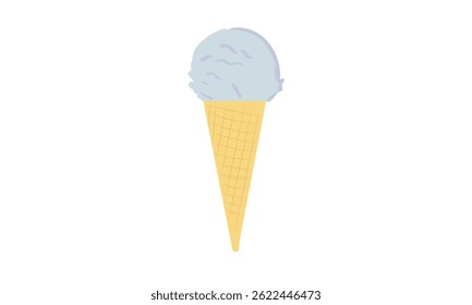 Ice cream cone with a single scoop of blue ice cream.