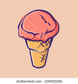 ice cream cone sketch hand drawn, great picture.
