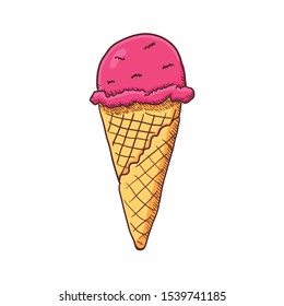 Ice cream cone Sketch. Hand drawn ice cream. Vector illustration