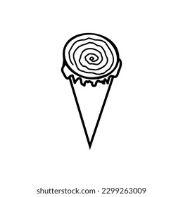 ice cream cone, sketch vector illustration isolated on white background. A collection of dessert types

