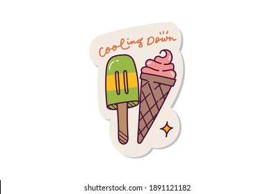 Ice cream cone and ice cream stick sticker design