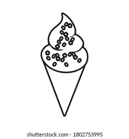ice cream cone with strawberries line style icon vector illustration design