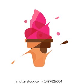 Ice Cream Cone Strawberry Vector