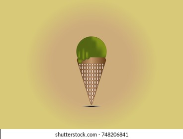 Ice cream cone with summer concept, Vector illustration.