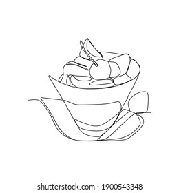 Ice cream cone for summer decorative - Continuous one line drawing