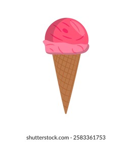 Ice Cream Cone, Summer Flat Vector Illustration. Isolated