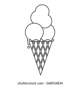 ice cream cone sweet delicious thin line