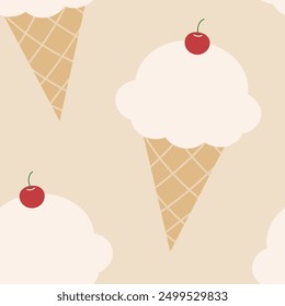 ice cream cone sweet dessert background wallpaper seamless pattern 