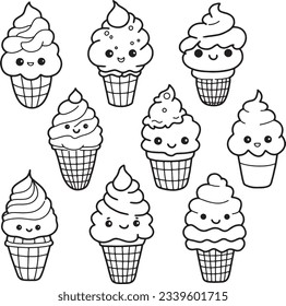 Ice cream cone sweet drawing