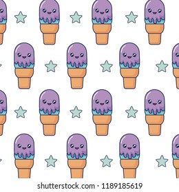ice cream cone sweet kawaii pattern