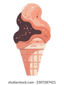 Ice cream cone, a sweet summer snack isolated