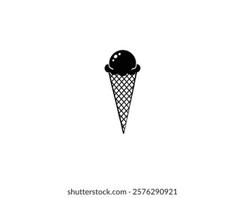 Ice Cream Cone with Swirled Scoop, Refreshing Dessert, Waffle Cone Vector Art