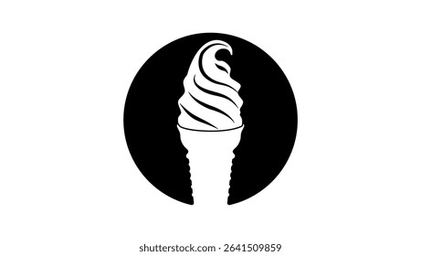 ice cream cone symbol, black isolated silhouette