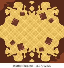 Ice cream cone texture with melted chocolate. Vector illustration