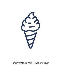 Ice cream cone thin line icon. Soft icecream, gelato, waffle isolated outline sign. Food and dessert concept. Vector illustration symbol element for web design and apps