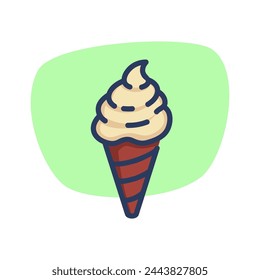 Ice cream cone thin line icon. Soft ice-cream, gelato, waffle. Food and dessert concept. Vector illustration symbol element for web design and apps