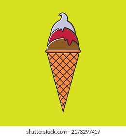 ice cream cone with three different flavors