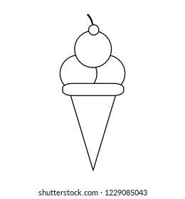 Ice cream cone with three scoops black and white