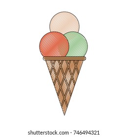 ice cream cone with three scoops icon image
