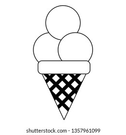 ice cream cone with three scopes in black and white