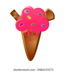 Ice cream cone with topping vector
