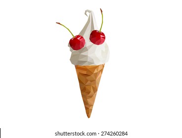 Ice cream cone two cerry.