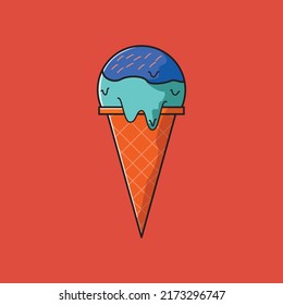 ice cream cone with two different flavors
