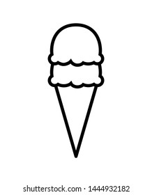 Ice cream cone with two scoop icon. Simple vector outline illustration isolated on white background.