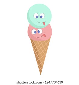 Ice cream cone two scoops isolated vector art