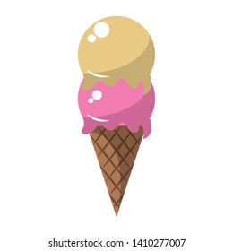 Ice cream cone with two scoops vector illustration graphic design