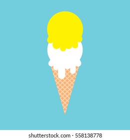 Ice cream cone with two scoops icon. vector illustration.