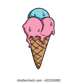 ice cream cone using doodle art on white background