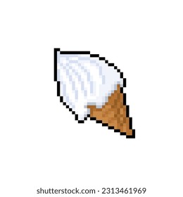 ice cream cone with vanilla flavor in pixel art style