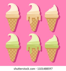 ice cream cone with Vanilla and green tea flavor