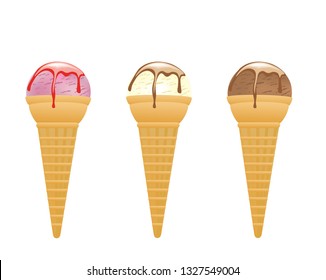 Ice cream in cone, vector