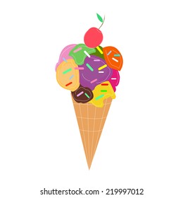 Ice cream in the cone vector