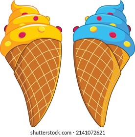 ice cream cone vector art and illustration