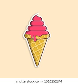 ice cream cone vector, ice cream cartoon sticker