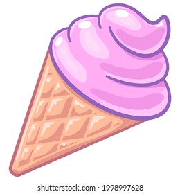 Eiscreme-Kegel, Vektorgrafik-Illustration einzeln auf weißem Hintergrund.