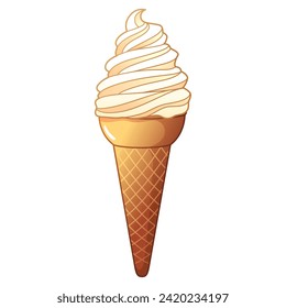 Ice Cream Cone Vector Cartoon Illustration