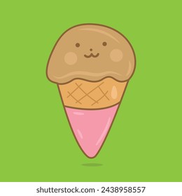 ice cream cone vector cartoon. chocolate. emoji