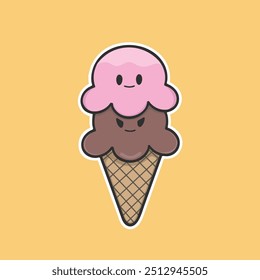 Ice Cream Cone Vector Cute Illustration