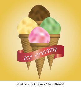 Ice Cream Cone Vector Design With Gradient Background