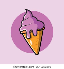 Ice cream with cone, vector design 