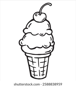 ice cream cone. vector doodle illustration.