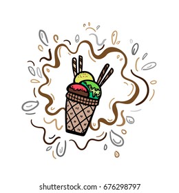 ice cream cone vector drawing