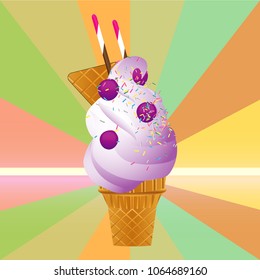Ice cream cone vector icon isolated on background. Trendy sweet symbol.