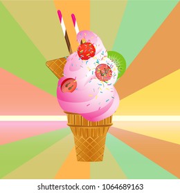 Ice cream cone vector icon isolated on background. Trendy sweet symbol.